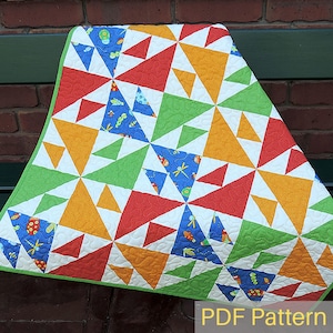 Half Square Triangle Baby Quilt Pattern: Bright Colors (PDF Pattern)