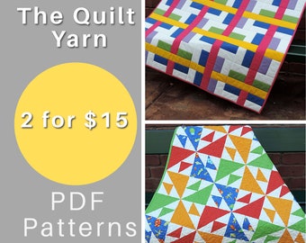 PDF Baby Quilt Pattern Bundle (Instant Download), Two Beginner Friendly Quilt Patterns, Bright and Simple Baby Quilt Pattern