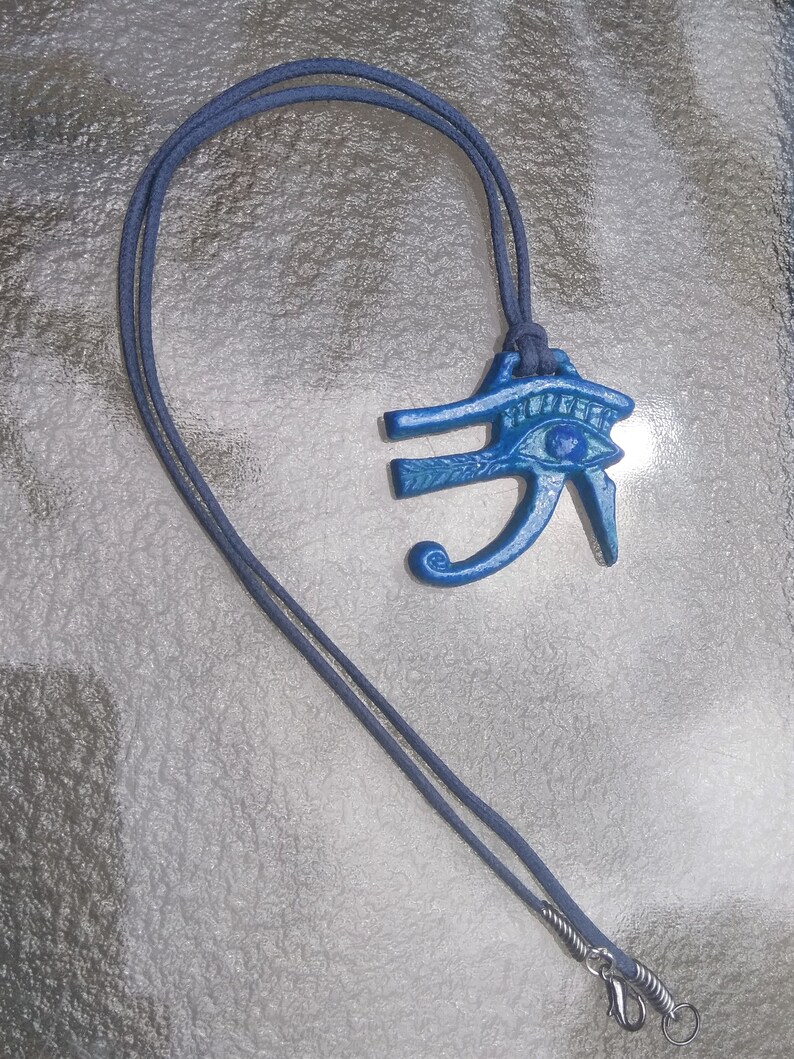 Eye of Horus Necklace Amuletic Faience Jewellery Udjat Pendant Eye Charm Necklace Egyptian Faience Gods