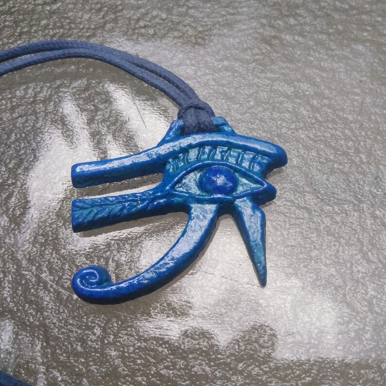 Eye of Horus Necklace Amuletic Faience Jewellery Udjat Pendant Eye Charm Necklace Egyptian Faience Gods