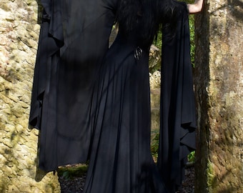 Fae of the Fallen Gown - cotton elven goth medieval hooded witch dress by Moonmaiden - All Sizes - Halloween Delivery!