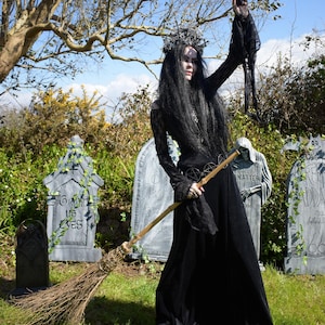 Witching Hour Dress - made to measure, all sizes - spandex velvet and lace off-shoulder witchy goth dress by Moonmaiden Gothic Clothing