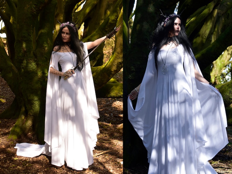 Fae of the Falls Gown made to measure cotton elven fairy witch medieval aurthurian dress by Moonmaiden Gothic Clothing All Sizes image 1