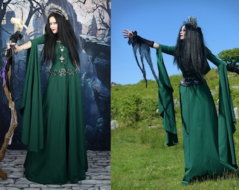 Forestwytch Gown - made to measure -  cotton lycra elven goth witch dress by Moonmaiden Gothic Clothing - All Sizes and Colours!