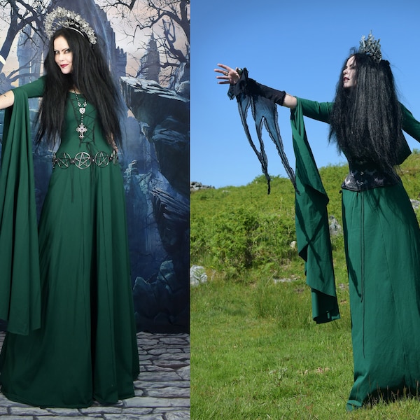 Forestwytch Gown - made to measure -  cotton lycra elven goth witch dress by Moonmaiden Gothic Clothing - All Sizes and Colours!