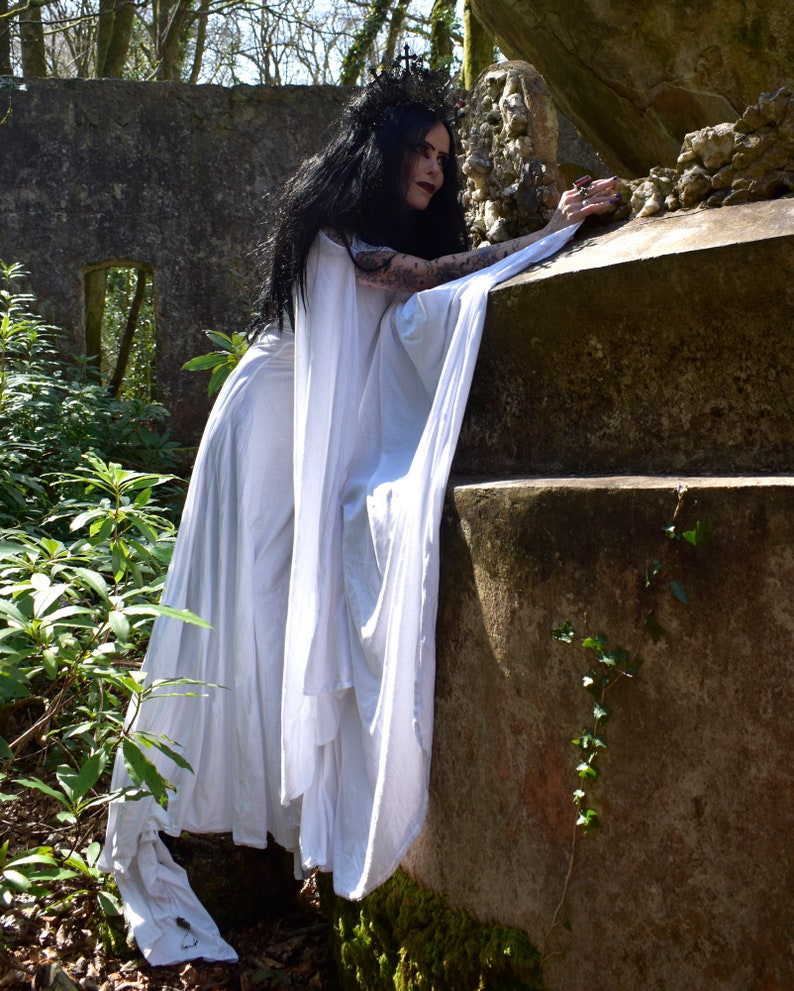 Fae of the Falls Gown made to measure cotton elven fairy witch medieval aurthurian dress by Moonmaiden Gothic Clothing All Sizes image 5