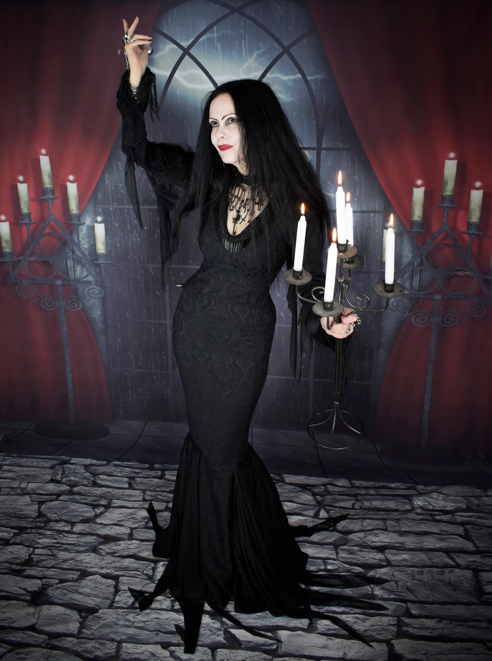 Anjelica Huston Morticia Addams Deluxe Gown Addams Family | Etsy