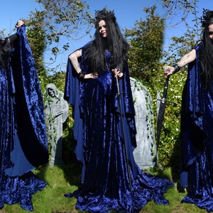 Velvet Fae of the Falls Gown - made to measure - crushed velvet elven fairy witch medieval aurthurian dress by Moonmaiden Gothic Clothing