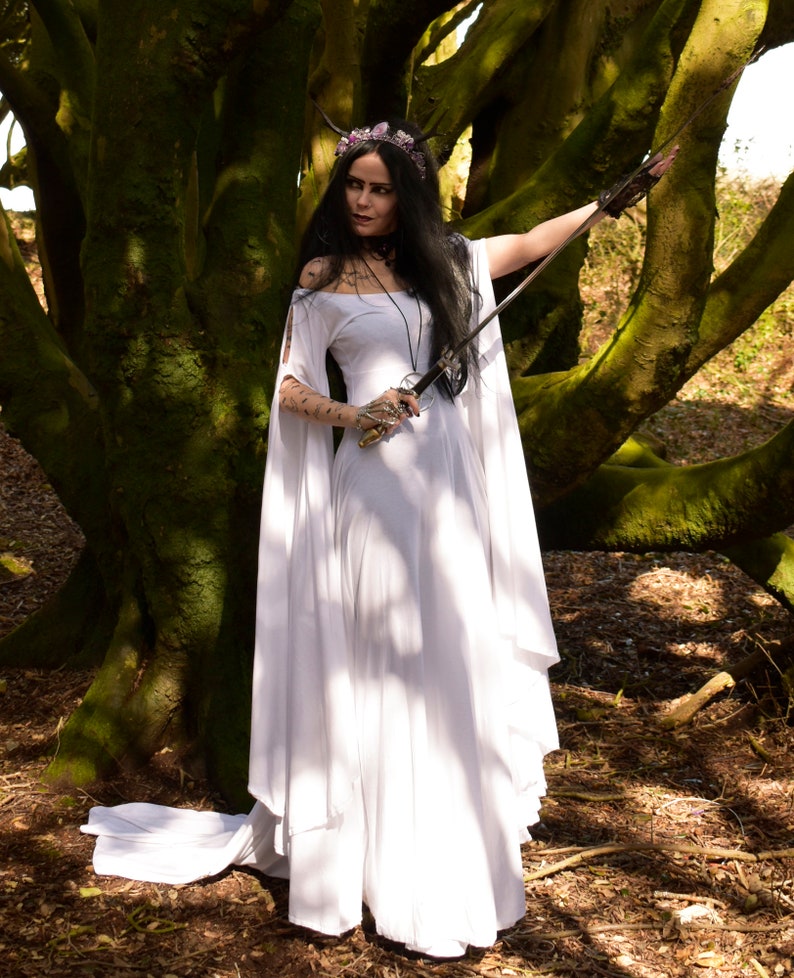 Fae of the Falls Gown made to measure cotton elven fairy witch medieval aurthurian dress by Moonmaiden Gothic Clothing All Sizes image 2
