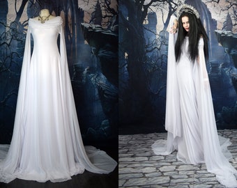 Galadriel White Council Gown - made to measure - Hobbit Lord of the Ring Cosplay Dress by Moonmaiden Gothic Clothing - All Sizes!