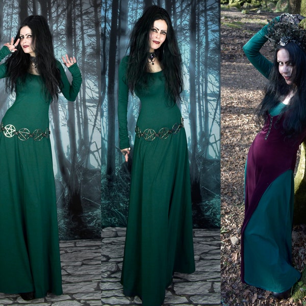 Minerva Witch Dress - cotton long sleeved witchy goth dress by Moonmaiden Gothic Clothing - All Sizes and Colours