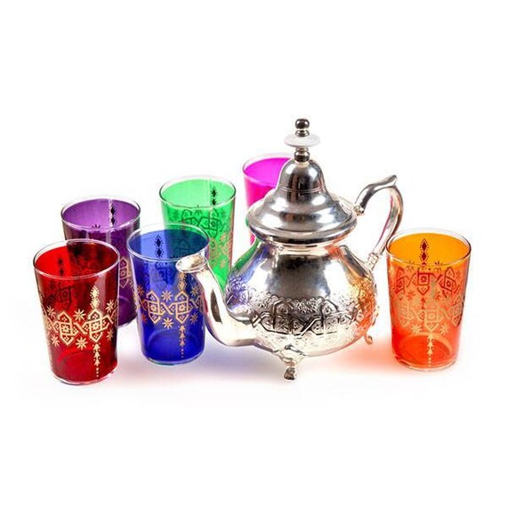 Moroccan tea set tea set teapot glasses Moroccan Etsy