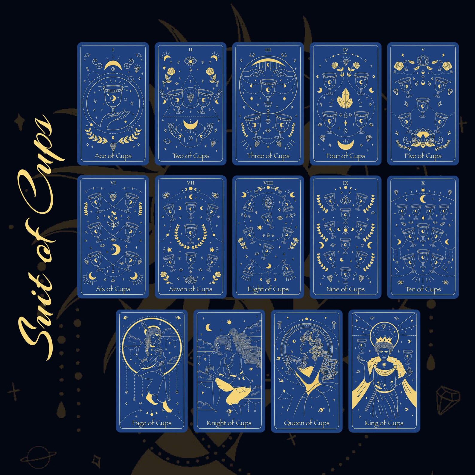 Tarot Deck 78 Cards DARK BLUE Gold FOIL Tarot Deck With | Etsy UK