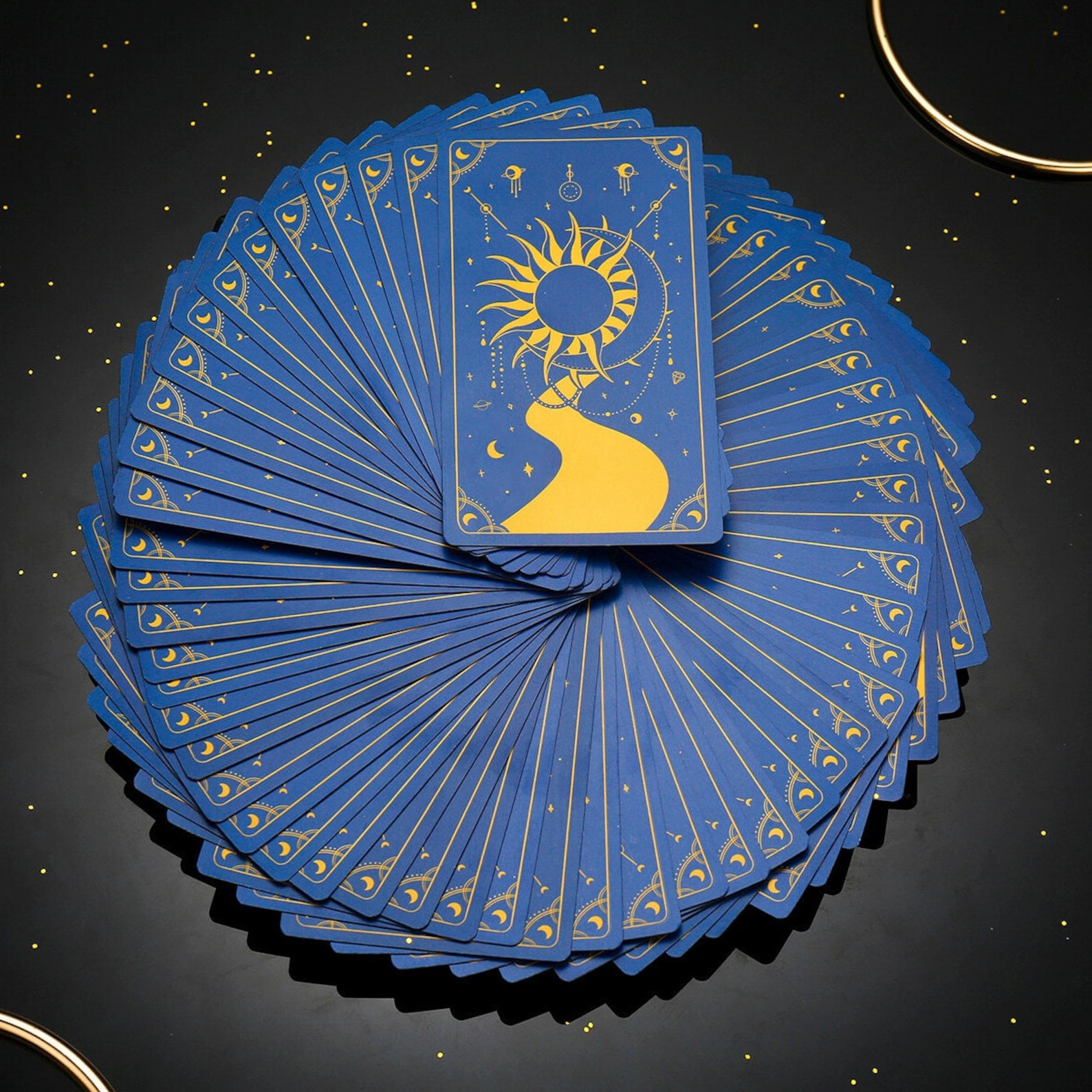 Tarot Deck 78 Cards DARK BLUE Gold FOIL, Tarot Deck With Guidebook ...