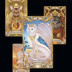 Baraja de Tarot de Gato - Con Libro Guía- Cartas de Tarot de Gato- 78 Cartas de Tarot - Guía de Espíritus Animales - Tarot para Principiantes- Adivinación