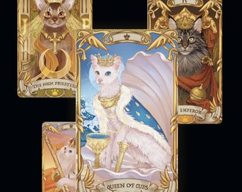 Cat Tarot Deck - With Guide Book- Cat Tarot Cards-  78 Tarot Cards - Animal Spirits Guide - Beginners Tarot- Divination