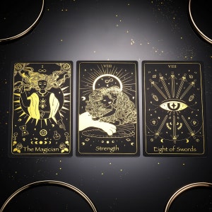 Black Tarot Deck With Downloadable Guide Book - 78 Tarot Cards - Black ...