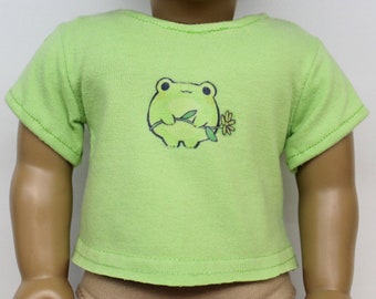 18” American Girl Doll Sized Green Frog Graphic Tee Shirt FREE SHIPPING
