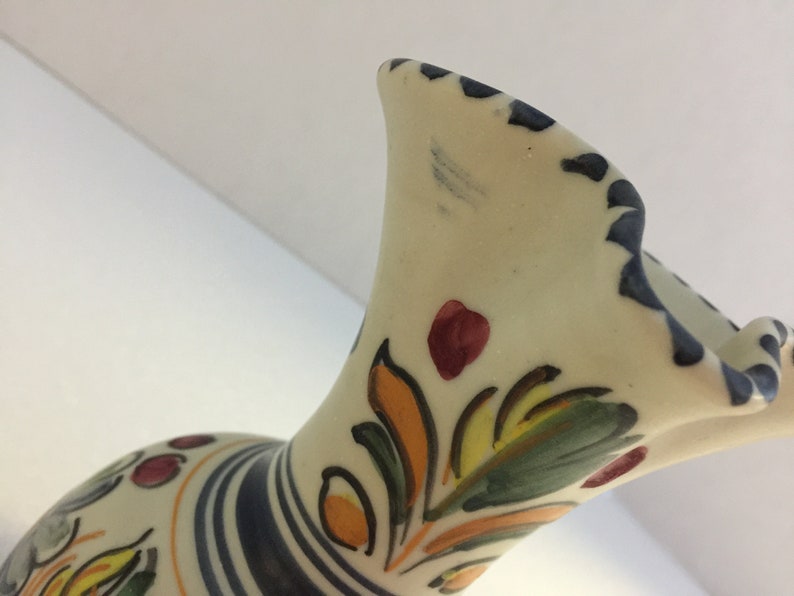 A.H Puente Pitcher Restaurante Botin Pottery Hand Painted Floral Vintage