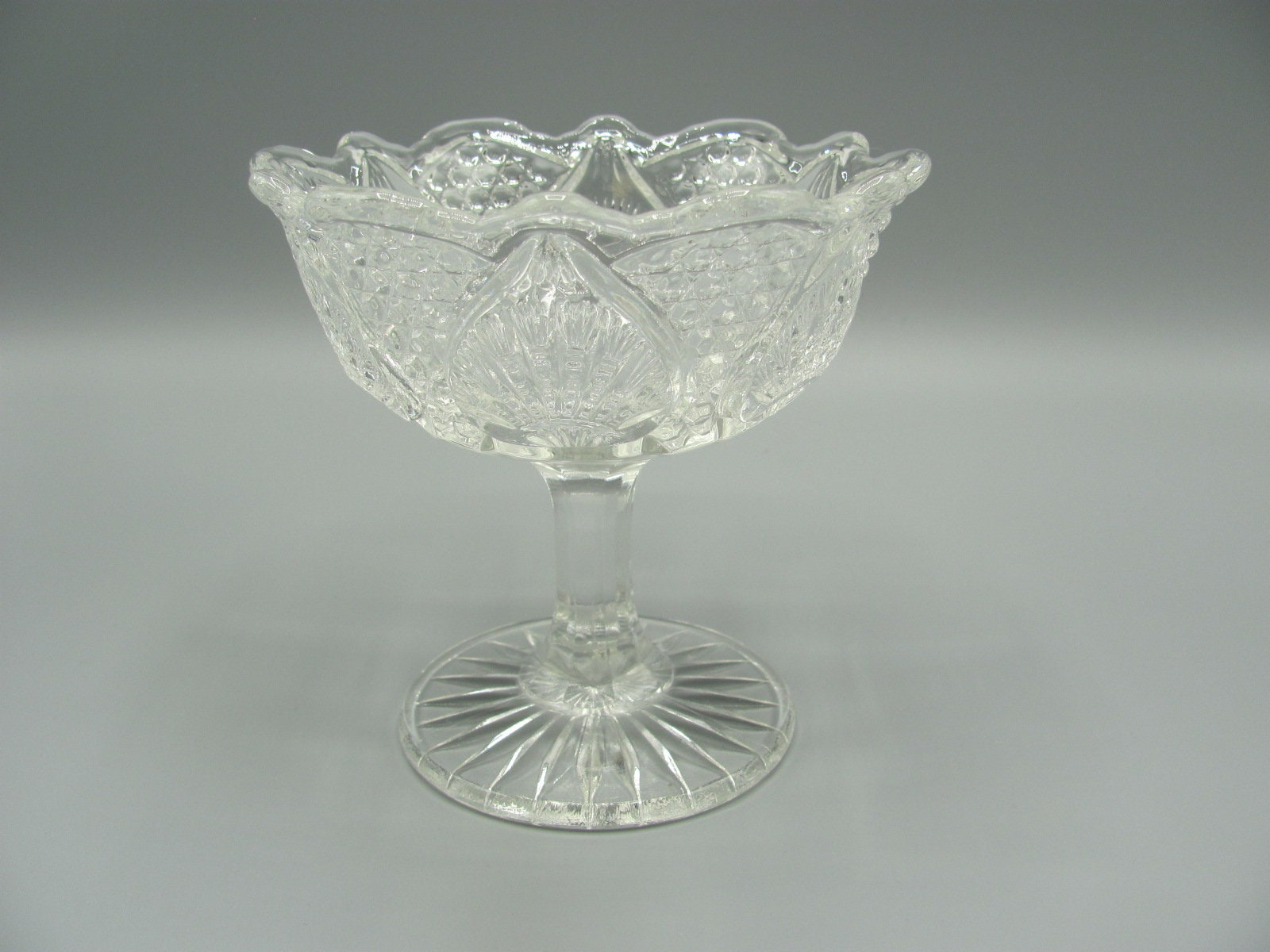 Fenton Glass Crystal Compote Regency Pattern Iridescent Candy Etsy