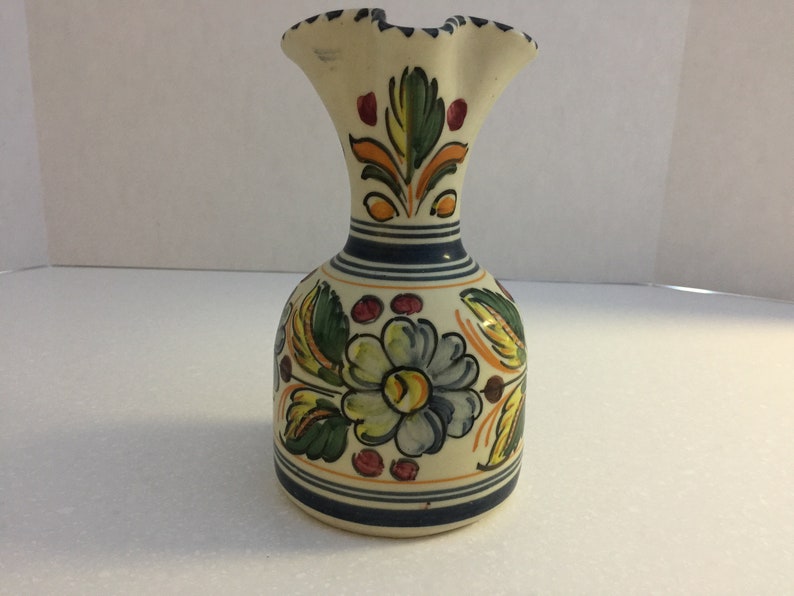 A.H Puente Pitcher Restaurante Botin Pottery Hand Painted Floral Vintage