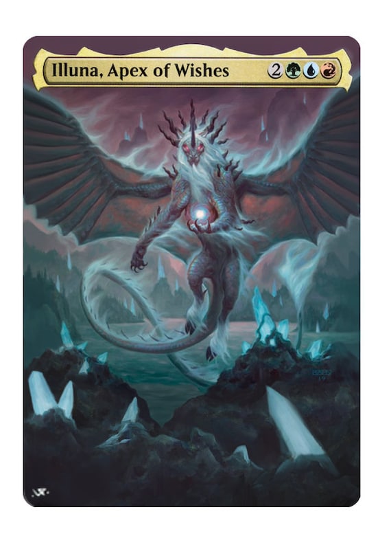mtg apex cards Illuna, of Wishes-Ghidorah, King of the Cosmos #379 Holo from Ikoria: Lair of Behemoths (IKO) Proxy first strike Whenever this creature mutates Mtg Altered Art Card Illuna,