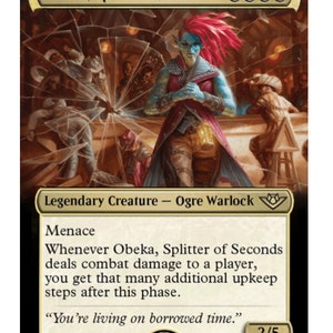 Mtg altered art card Obeka, Splitter of Seconds