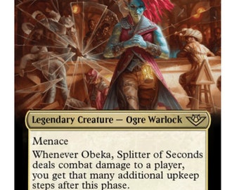Mtg altered art card Obeka, Splitter of Seconds