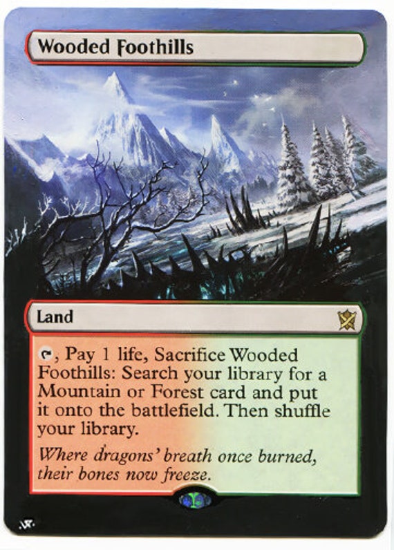 Mtg Altered Art Card-wooded Foothills - Etsy