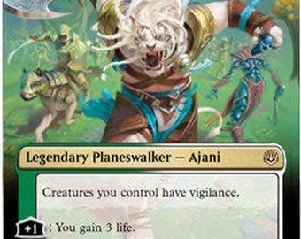 Mtg altered art card-Ajani, the Greathearted