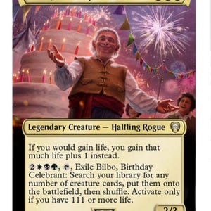 Mtg altered art card-Bilbo, Birthday Celebrant