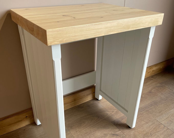 Freestanding Appliance Housing Unit With Chunky Pine Top Kitchen