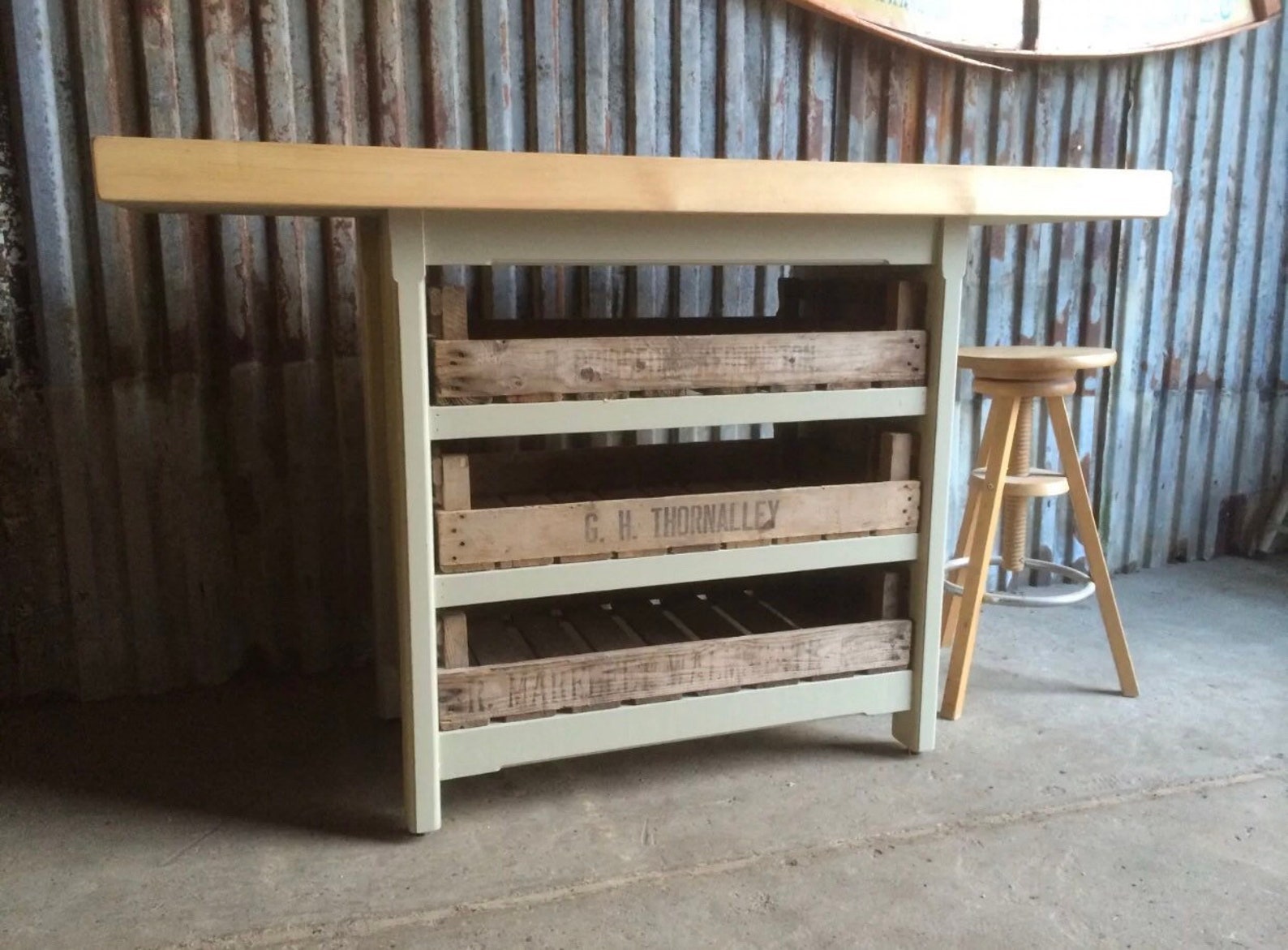 Rustic freestanding kitchen island / breakfast bar with chunky Etsy