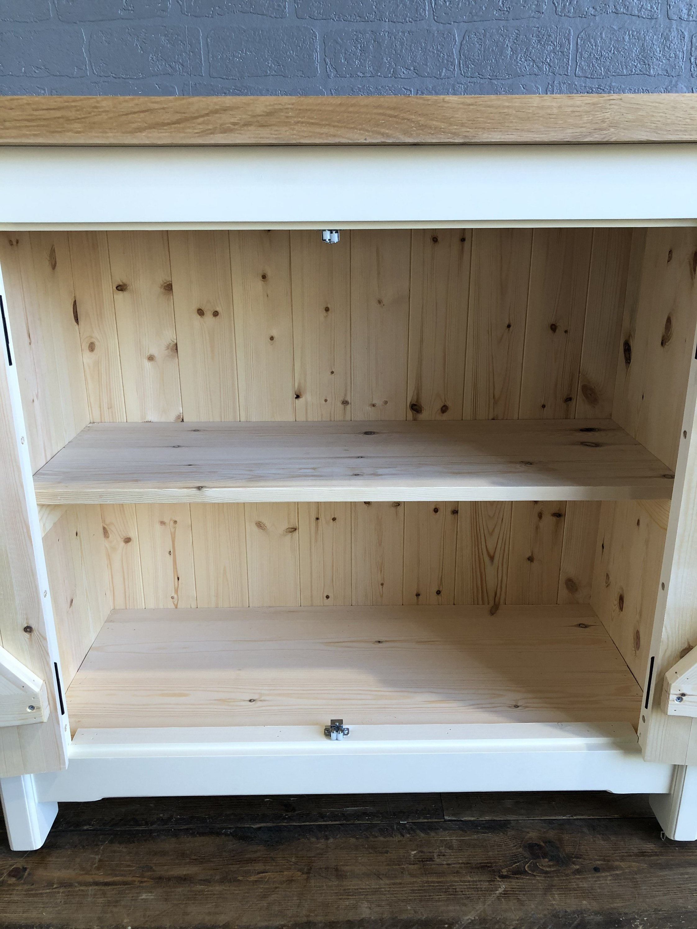 Double Door Cupboard with Solid Oak Worktop Handmade Rustic