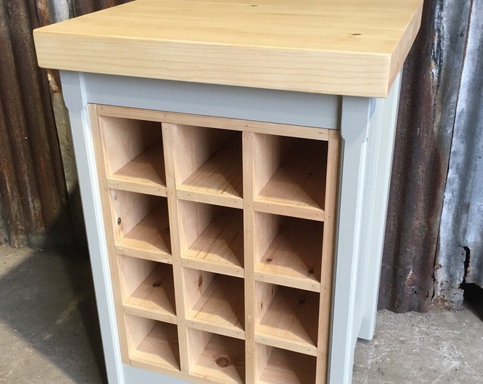 Freestanding Wine Rack Unit with Pine Top - Handmade Rustic Bottle Storage