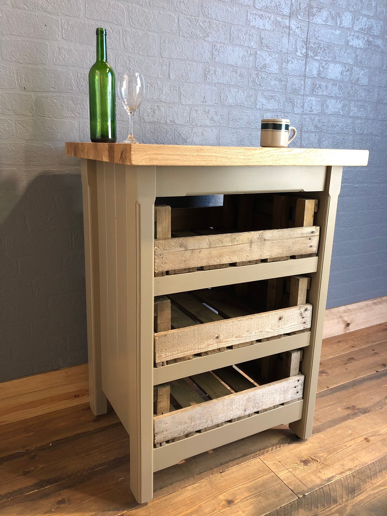 Small Kitchen Island With Solid Oak Worktop Handmade Etsy UK
