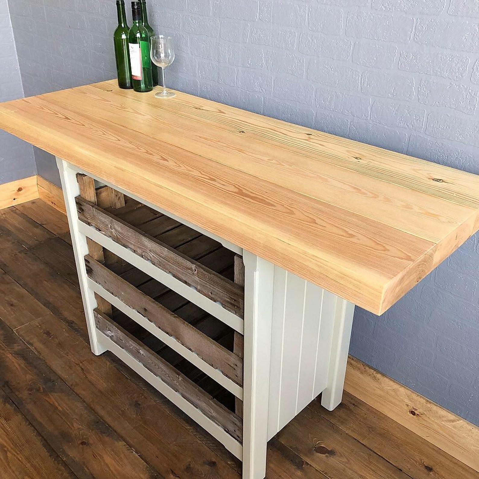Rustic freestanding kitchen island / breakfast bar with chunky Etsy