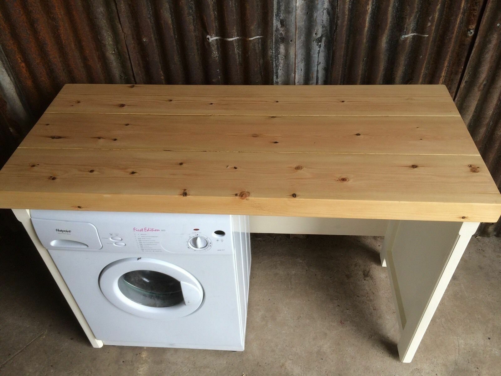 Double appliance housing unit with chunky pine worktop ( Fits 2