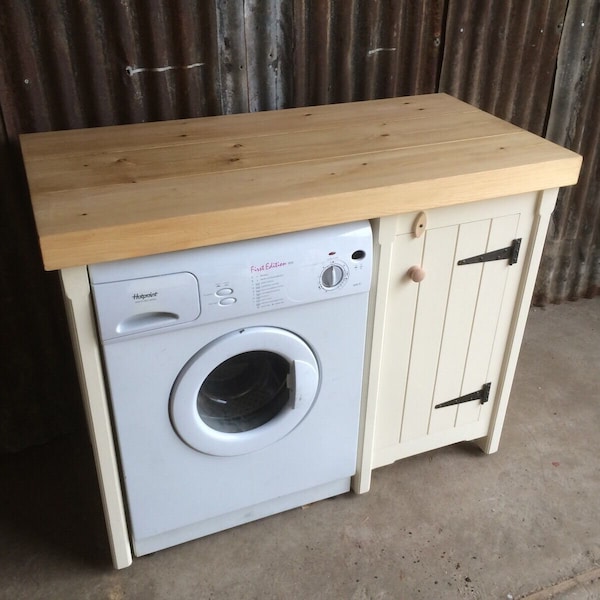 Kitchen / utility single cupboard with single app gap & chunky pine worktop