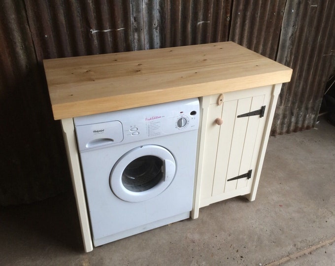 Kitchen / utility single cupboard with single app gap & chunky pine worktop