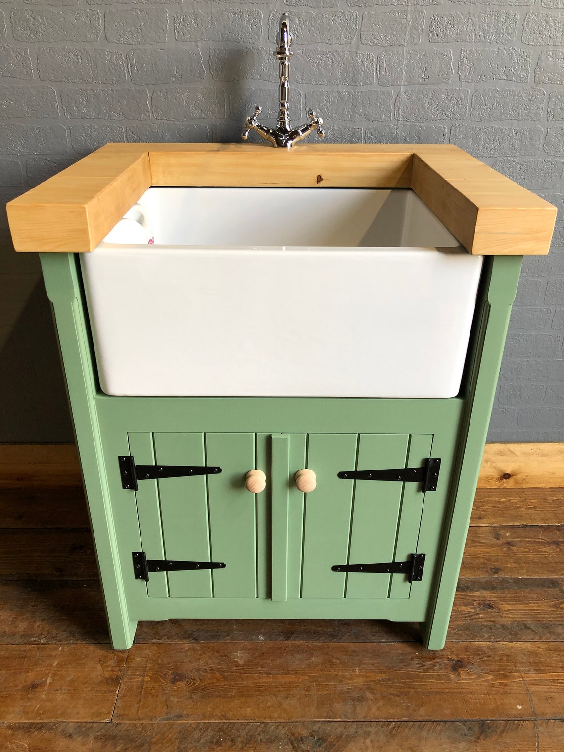 Freestanding Belfast Butler Sink Unit With Pine Top Handmade Etsy UK