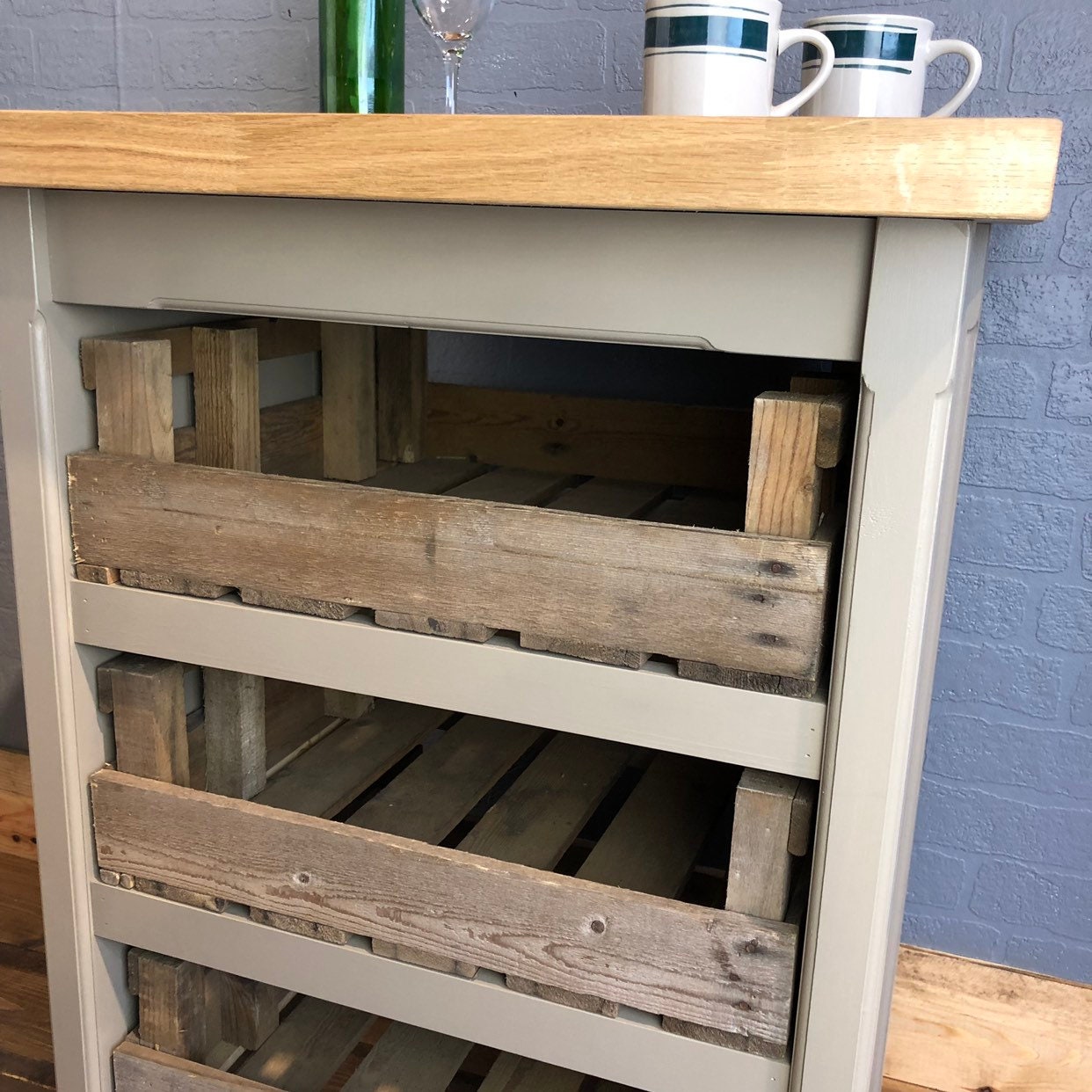 Neo Small Kitchen Island Unit Granite Worktop Solid Oak Wood Rustic Images