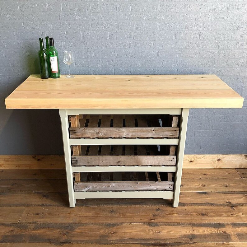 Rustic freestanding kitchen island / breakfast bar with chunky Etsy