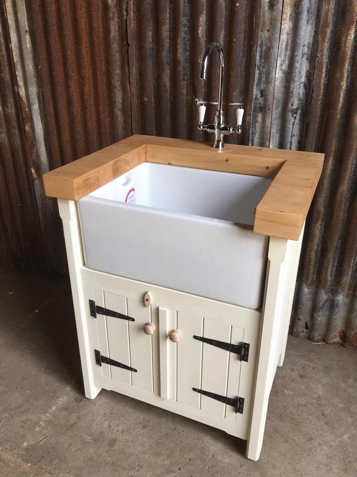 Pine Freestanding Kitchen Handmade Belfast Butler Sink Unit Farmhouse
