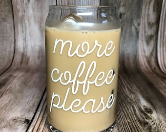 Iced Coffee Glass, More Coffee Please, Can Shaped Glass, Beer Can Glass, Cute Coffee Cup, Aesthetic Coffee Glass, Glass Coffee Cup, Coffee