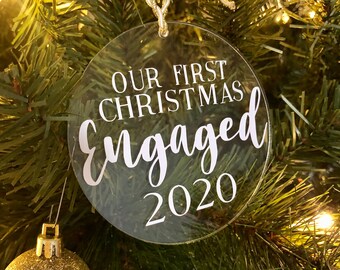 Our First Christmas Engaged, Acrylic Ornament, Engaged Ornament, Our First Christmas, Engagement Gifts, Clear Acrylic Ornament, Custom Xmas