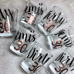 30th Birthday Shot Glass, Thirty and Flirty Birthday, Dirty 30 Party Decor, 30th Bday Party Favors, Birthday Gifts for 30, Cheers to 30 year