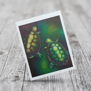 Mister and Misses Greeting Card...Turtle Couple Greeting Card, Animal Greeting Card, Happy Couple Art, Terrapin Art, Animal Illustration