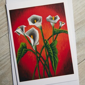 Lilien Grußkarte... GEDRUCKT, Lilien Karte, Florale Karte, Florale Geburtstagskarte, Botanische Kunstkarte, Lilienkarte, Ölgemälde Design, Blanko