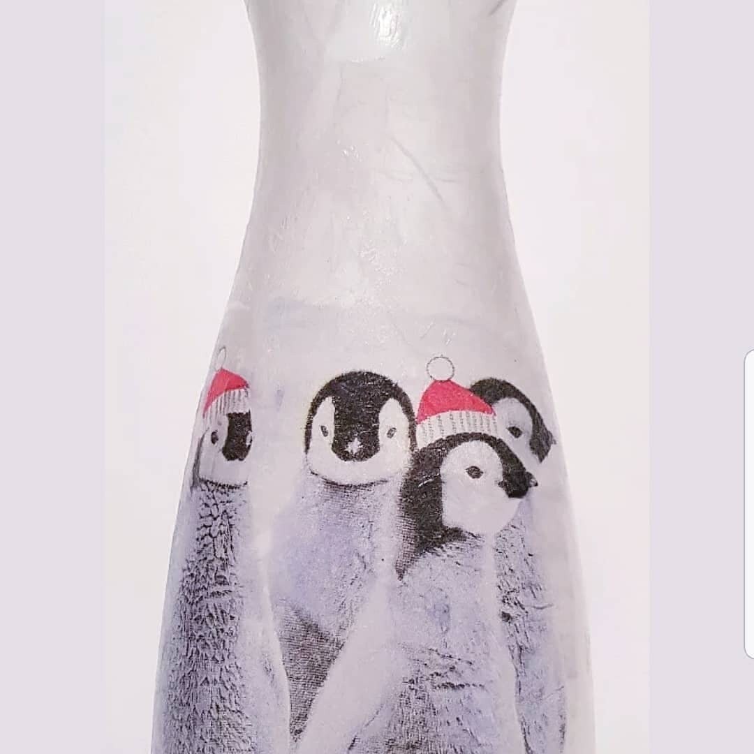 Penguin Vase, Penguins Decoration, Glass Vase, Carafe Vase, Christmas